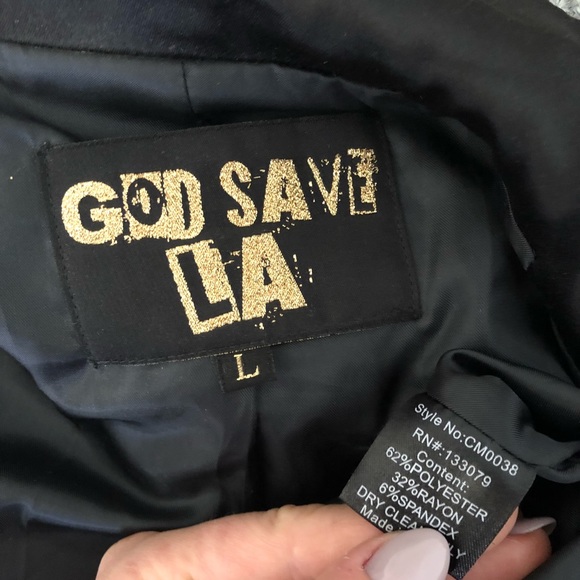 GOD SAVE LA| black blazer with satin lapels| L - Picture 8 of 8